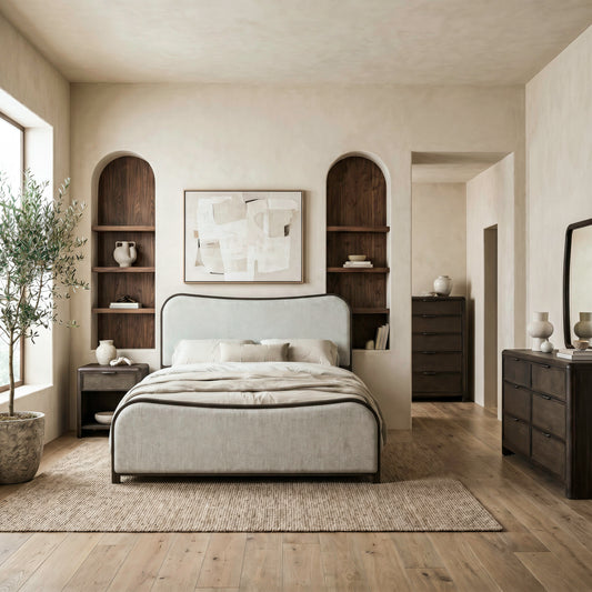 Skye View Queen Uph Bed, Dresser & Mirror, Chest, Night Stand