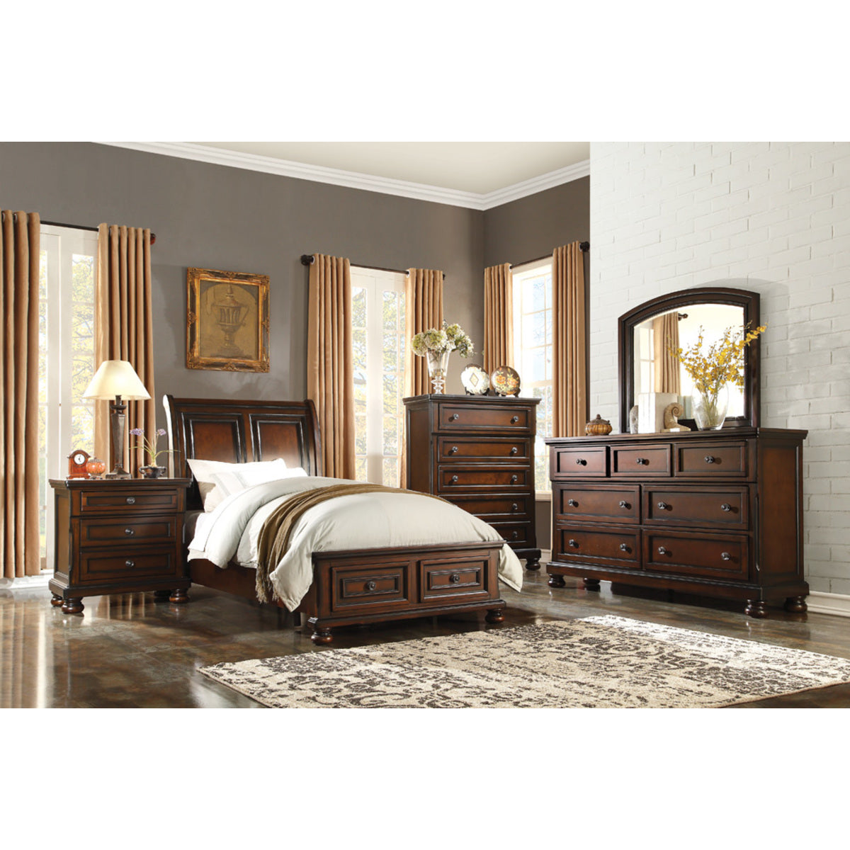 Cumberland (1/3) Twin Plfm Hdbd, Brw Chry