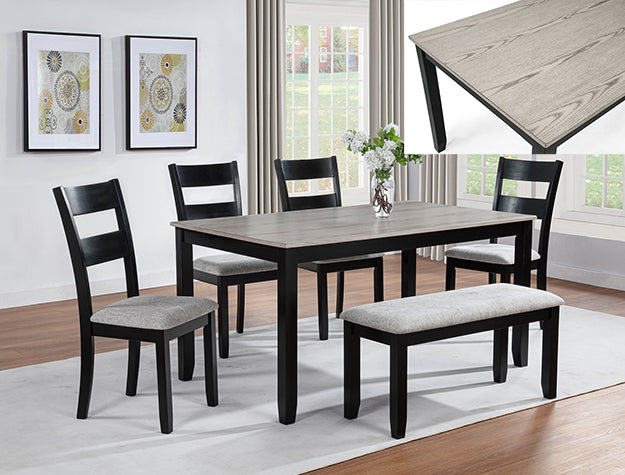 Lester 6-Pk Dining W/Bench L.Grey (2231SET-LG)