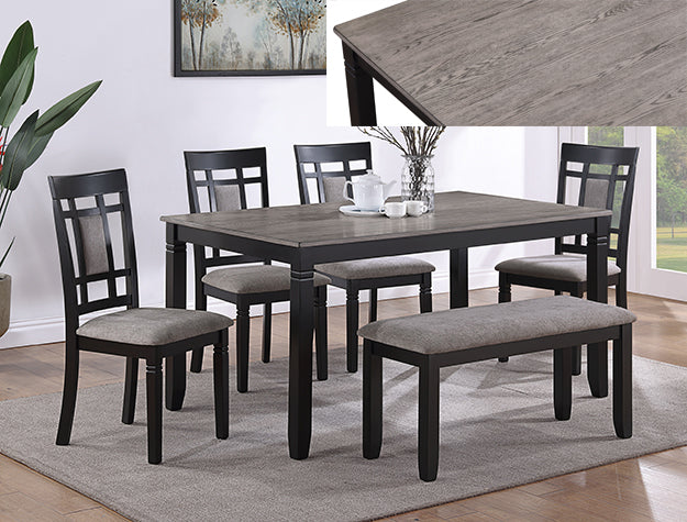 Paige 6Pk Dining Set W/Bench L.Grey (2325SET-LG)