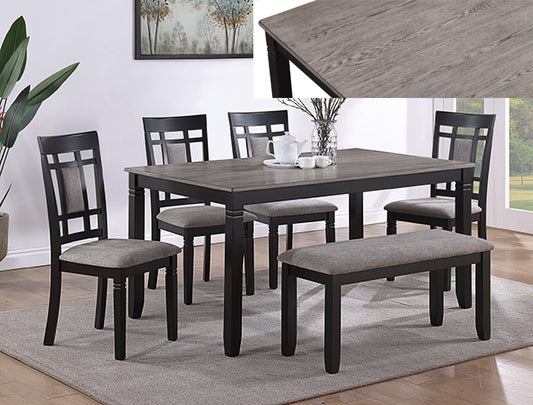 Paige 6Pk Dining Set W/Bench L.Grey (2325SET-LG)