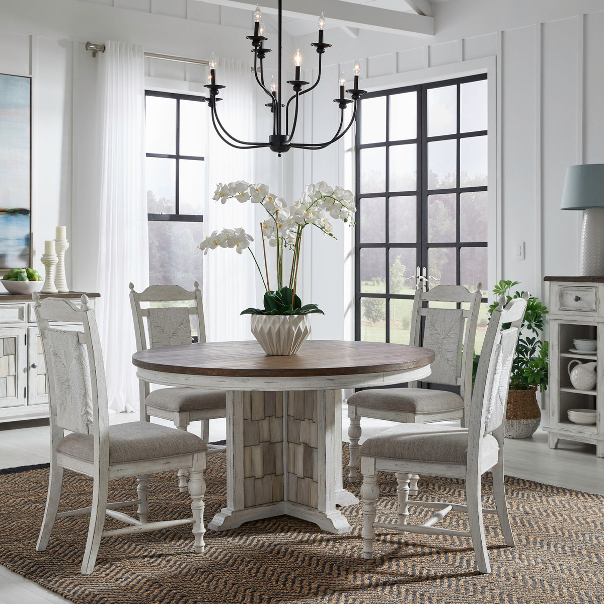 River Place 5 Piece Pedestal Table Set