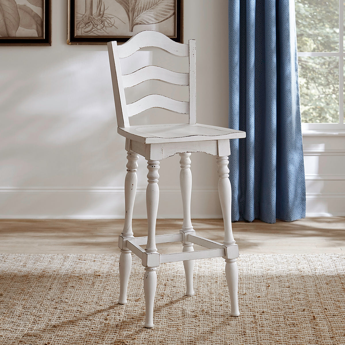 Magnolia Manor Ladderback Swivel Bar Stool