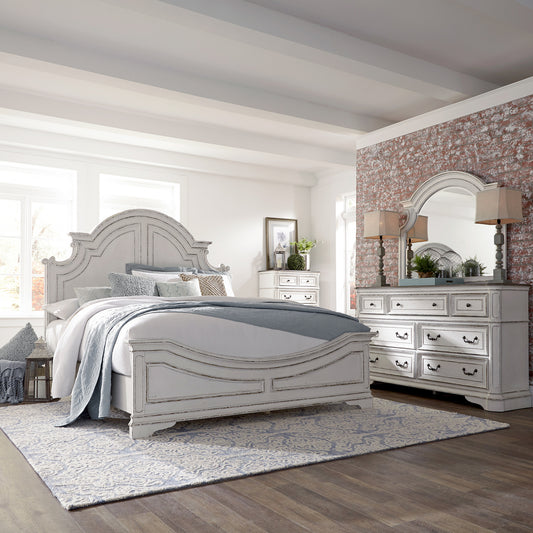 Magnolia Manor Queen Panel Bed, Dresser & Mirror, Chest Bedroom Set