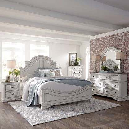 Magnolia Manor Queen Panel Bed, Dresser & Mirror, Chest, Night Stand Bedroom Set