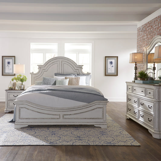 Magnolia Manor Queen Panel Bed, Dresser & Mirror, Night Stand Bedroom Set