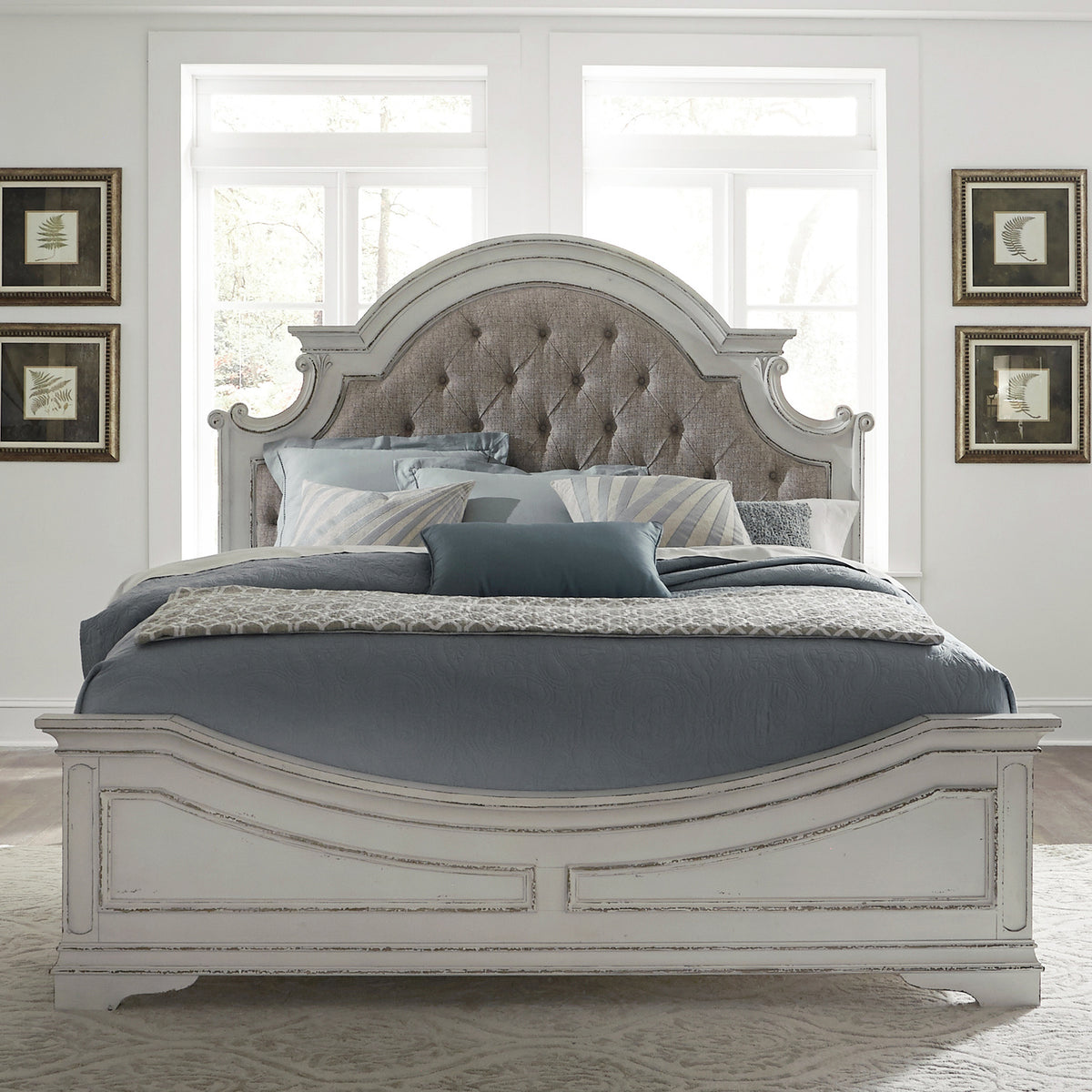 Magnolia Manor Queen Uph Bed, Dresser & Mirror Bedroom Set (244-BR-QUBDM)