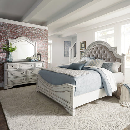 Magnolia Manor Queen Uph Bed, Dresser & Mirror Bedroom Set (244-BR-QUBDM)
