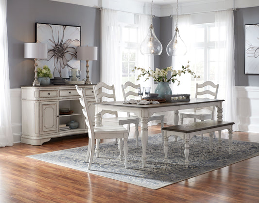 Magnolia Manor 6 Piece Leg Table Set