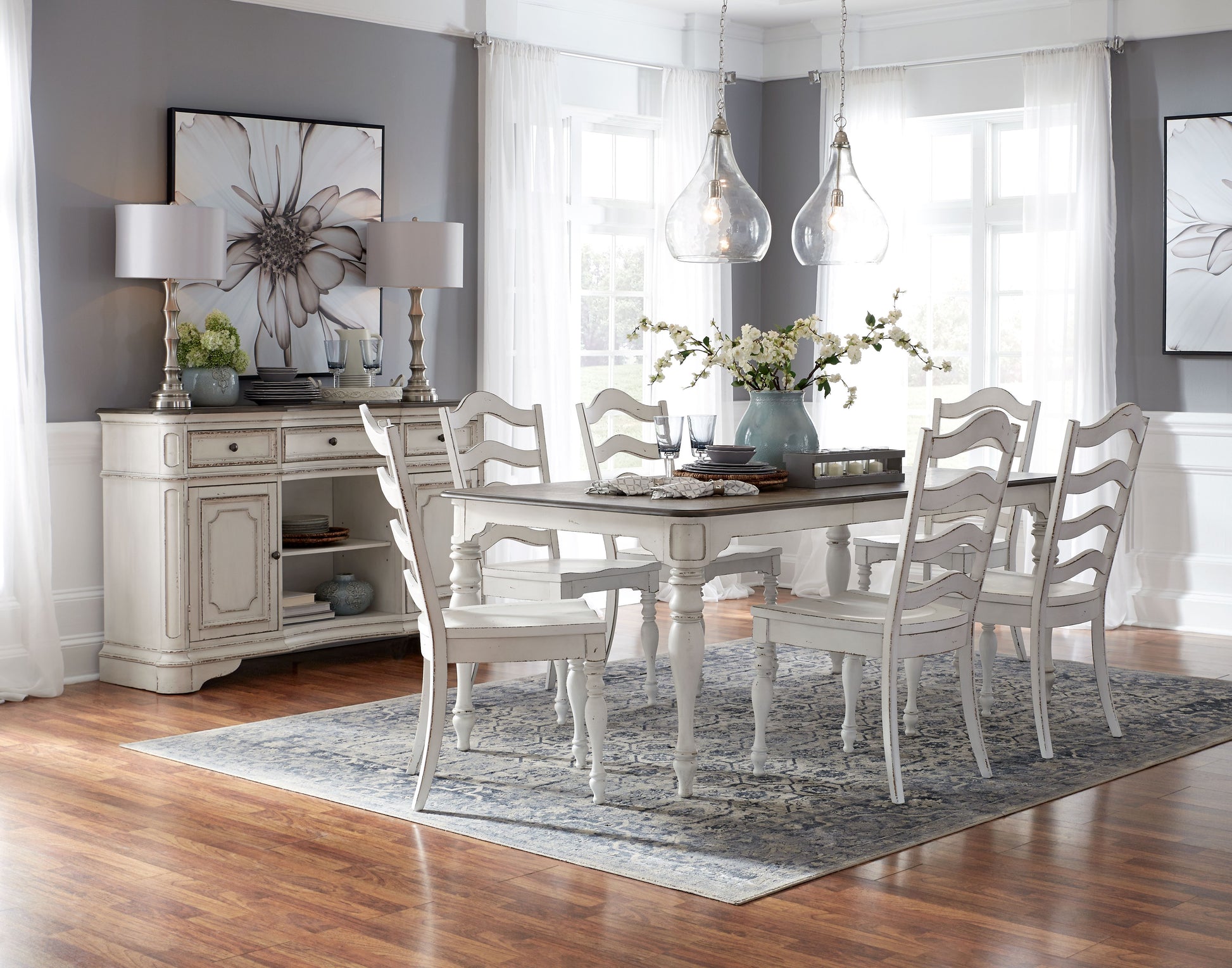 Magnolia Manor 7 Piece Leg Table Set