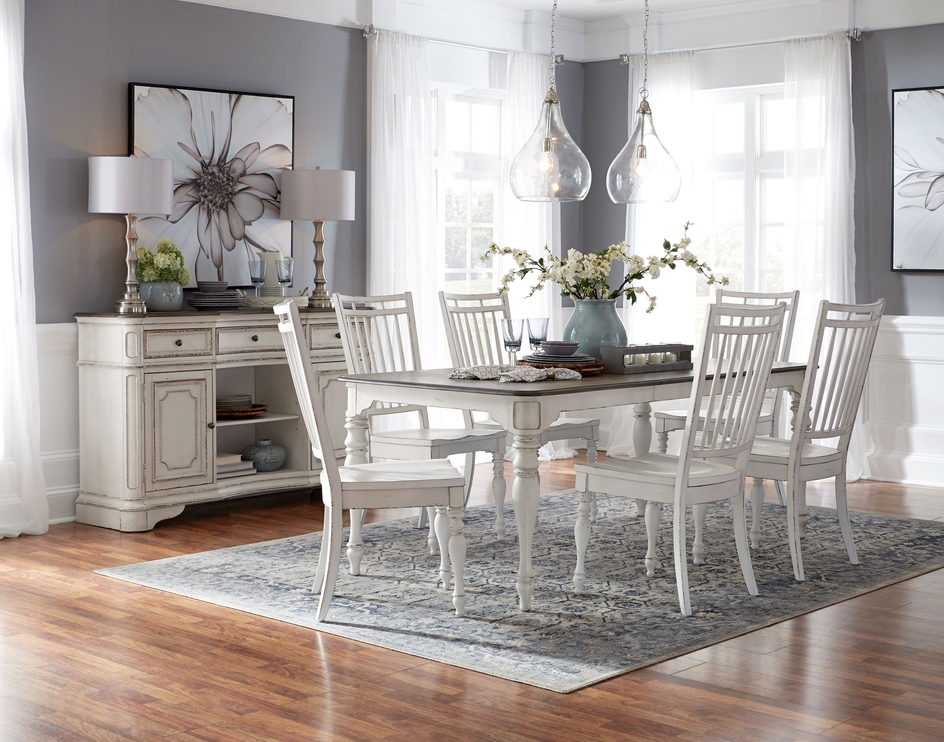 Magnolia Manor Opt 7 Piece Leg Table Set