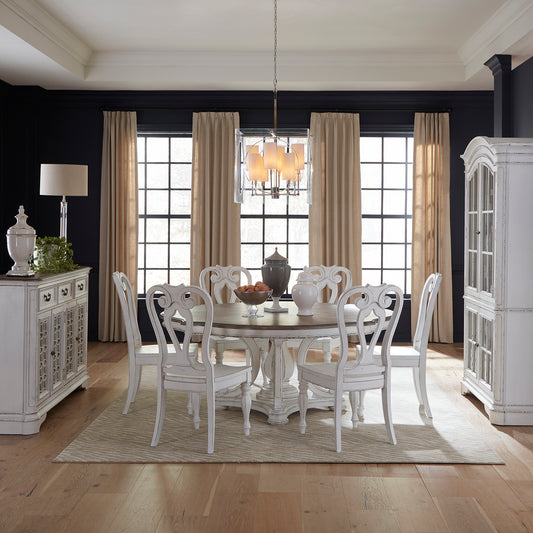 Magnolia Manor Opt 7 Piece Round Ped Table Set