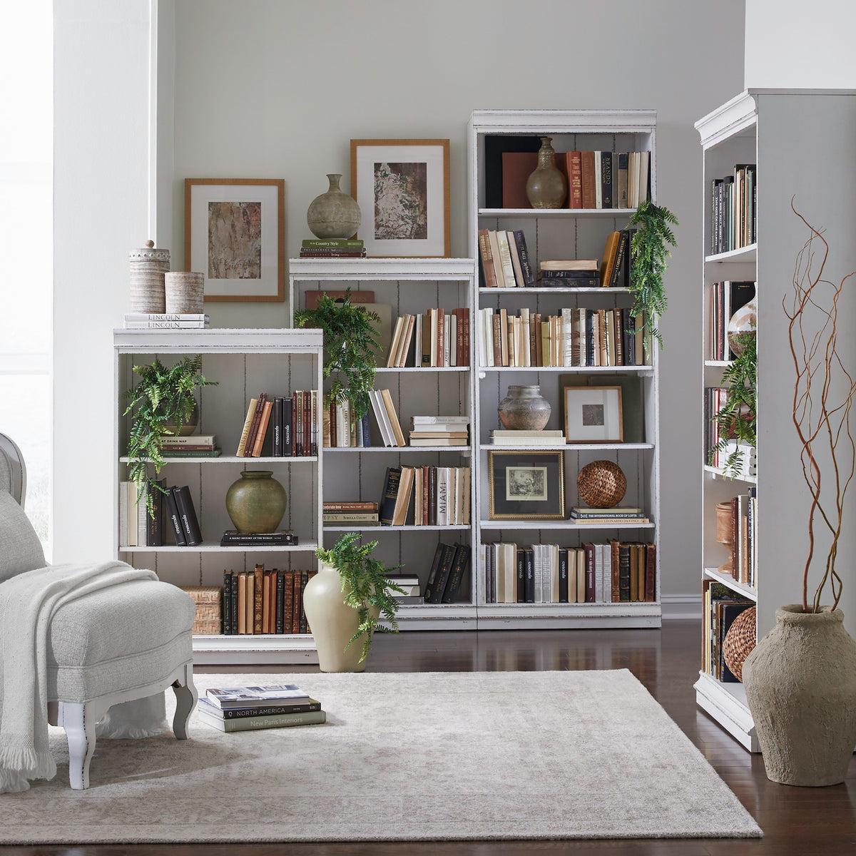 Magnolia Manor Stepped Bookcase Wall