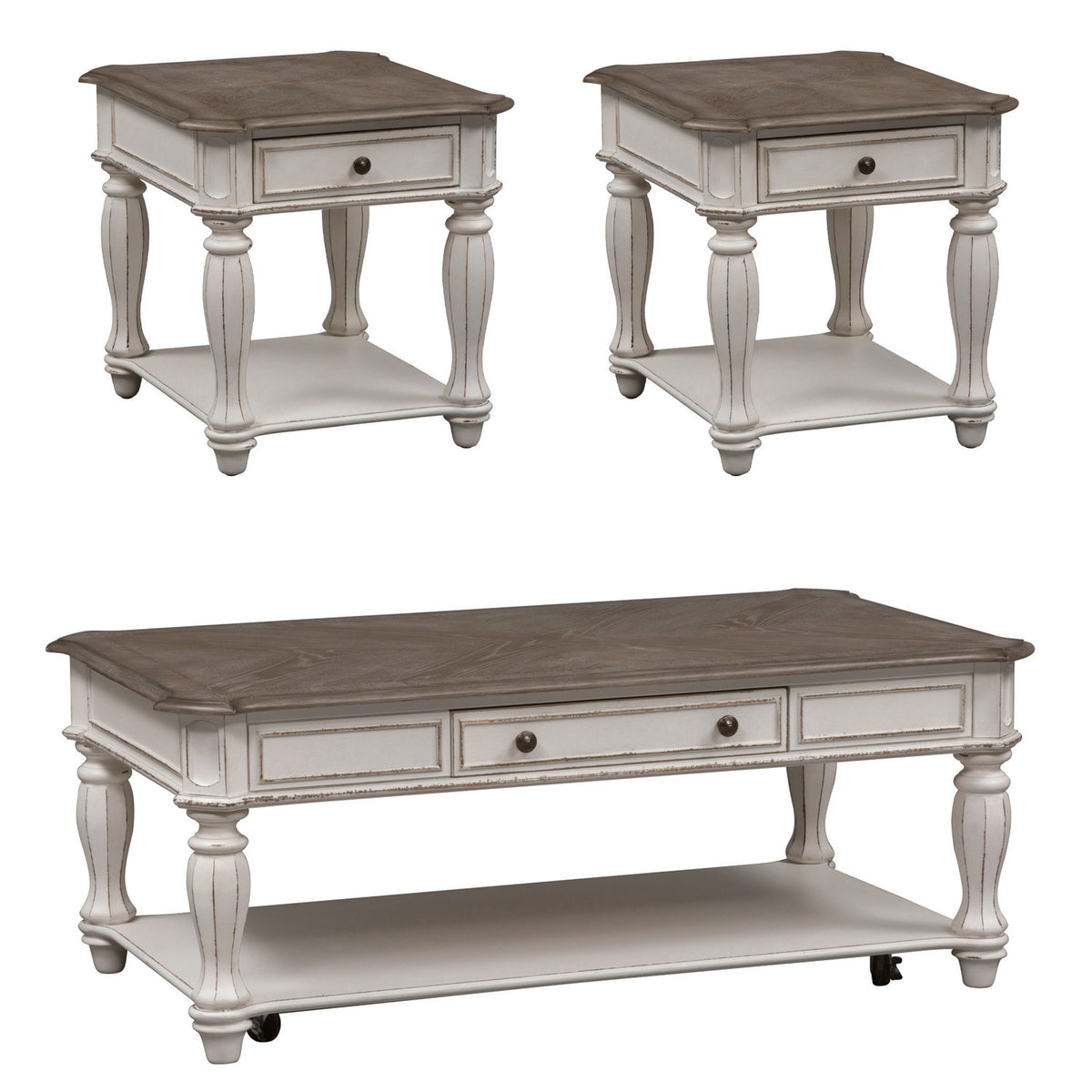 Magnolia Manor 3 Piece Set (1-Cocktail 2-End Tables) (244-OT-3PCS)