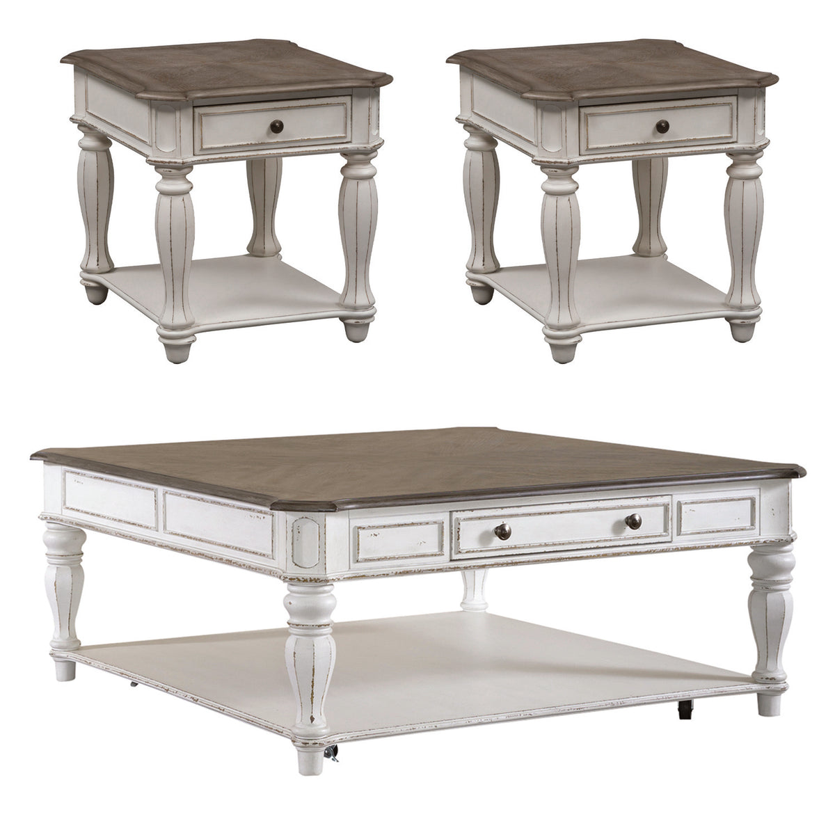 Magnolia Manor 3 Piece Set (1-Cocktail 2-End Tables) (244-OT-A3PCS)
