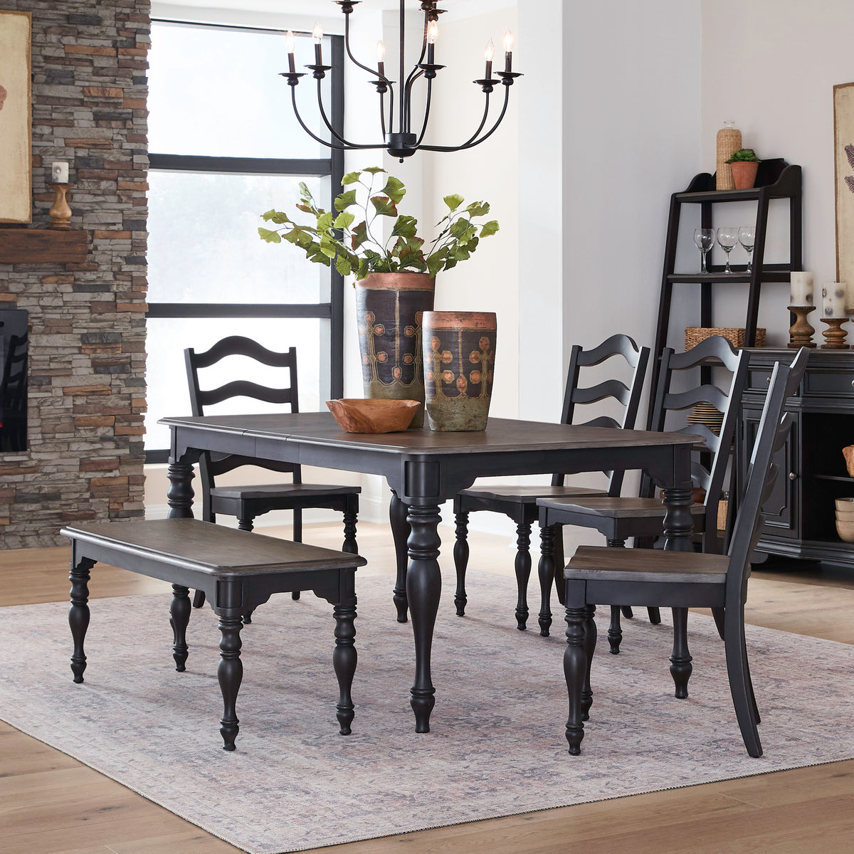 Magnolia Manor 6 Piece Leg Table Set