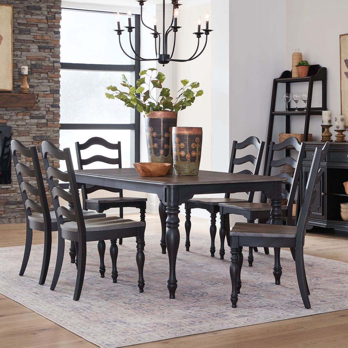 Magnolia Manor 7 Piece Leg Table Set