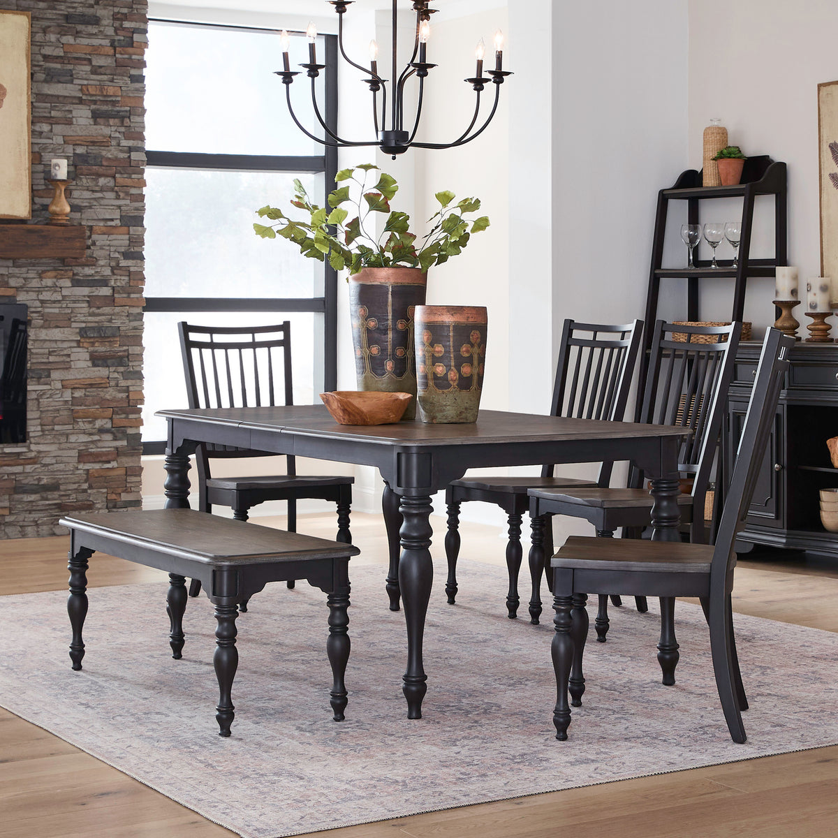 Magnolia Manor Opt 6 Piece Leg Table Set