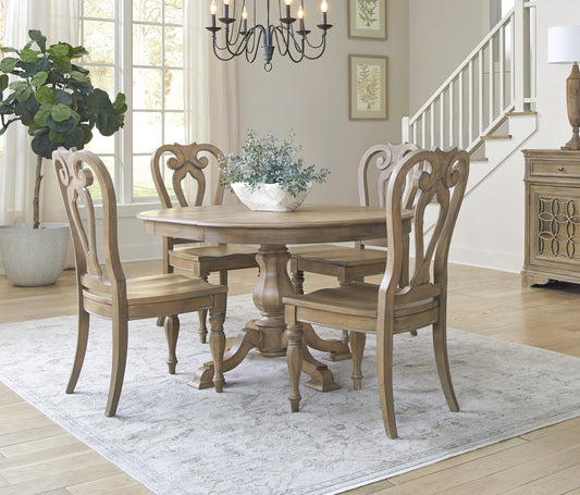 Magnolia Manor Opt 5 Piece Pedestal Table Set