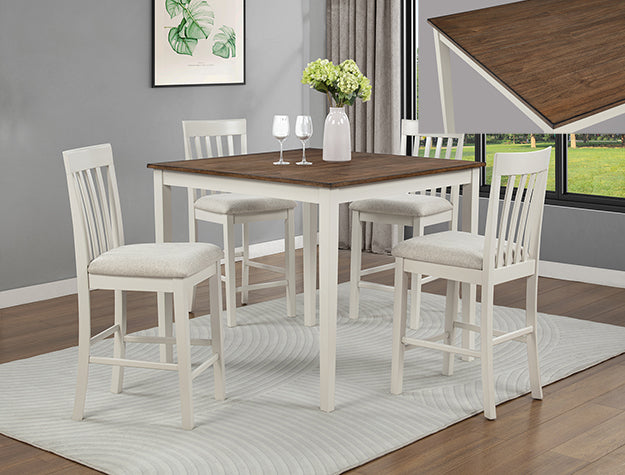 /Brn Brody 5Pk Ct Ht Table Set Wh/Brown (2782SET-WH)