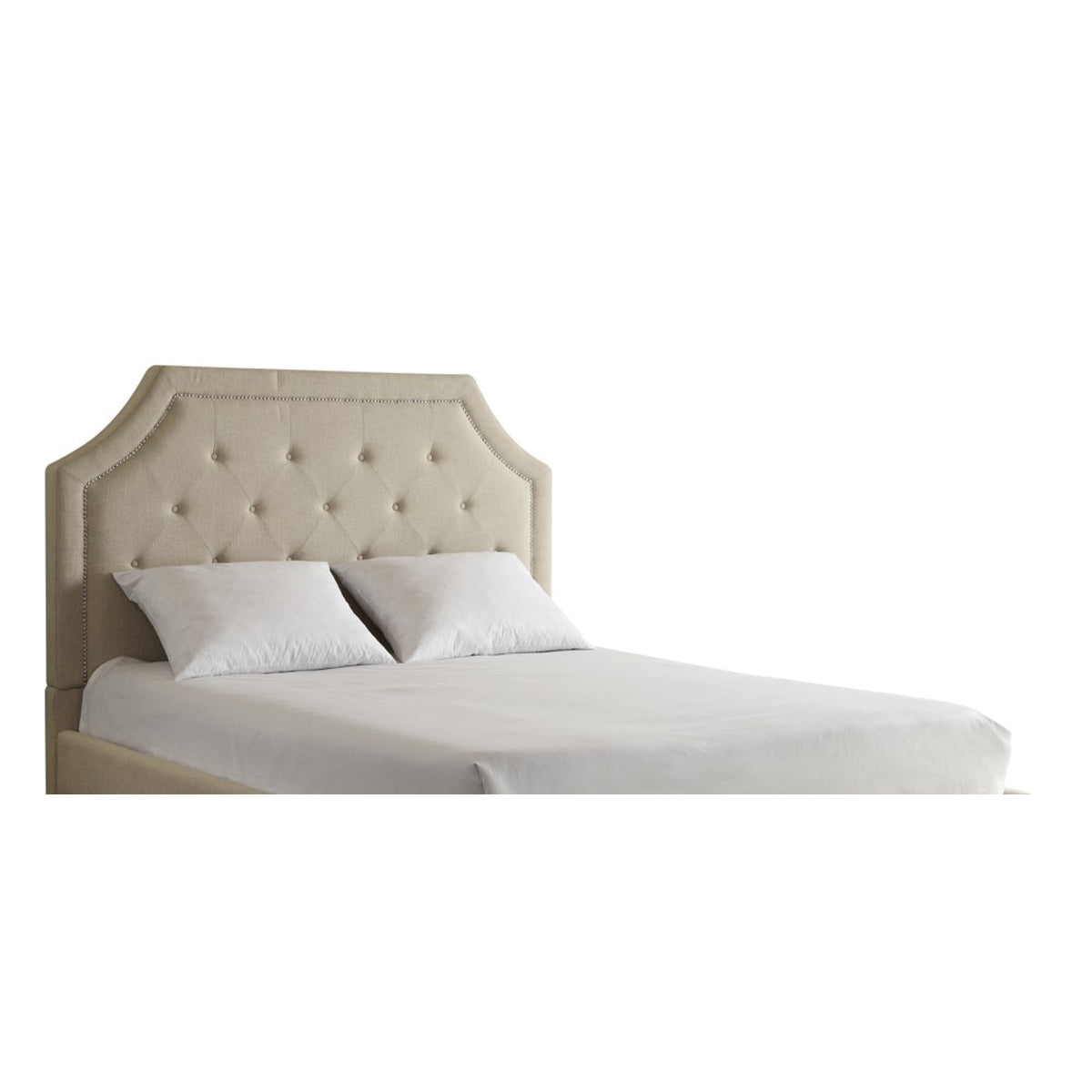 Queen Linen Hb W/ Nailhead In Beige