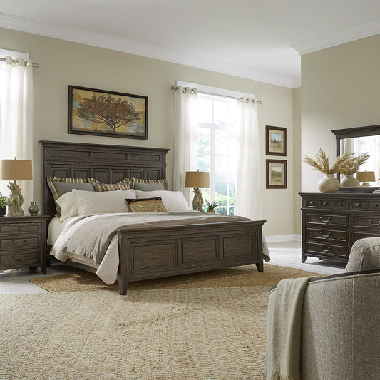 Paradise Valley Queen Panel Bed, Dresser & Mirror, Night Stand Bedroom Set