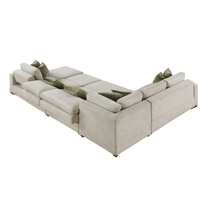 Isla 5-Piece Sectional with Reversible Chaise, Pull-out Bed, Hidden Storage and Click Motion Back