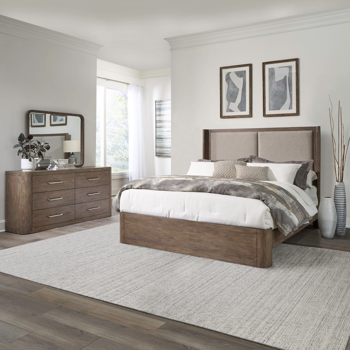 South Bend Queen Shelter Bed, Dresser & Mirror