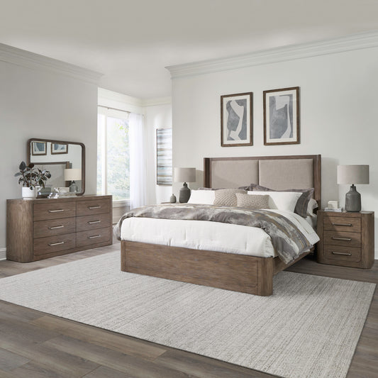 South Bend Queen Shelter Bed, Dresser & Mirror, Night Stand