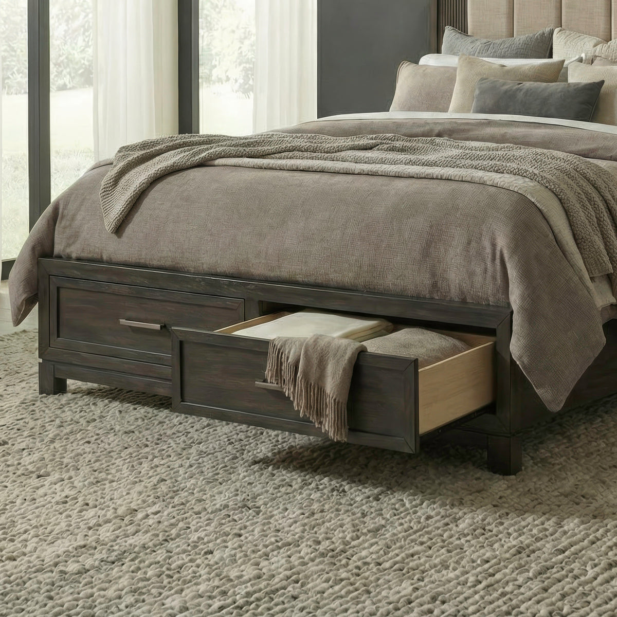 Modern Edge Queen Storage Footboard w/ Slat Roll