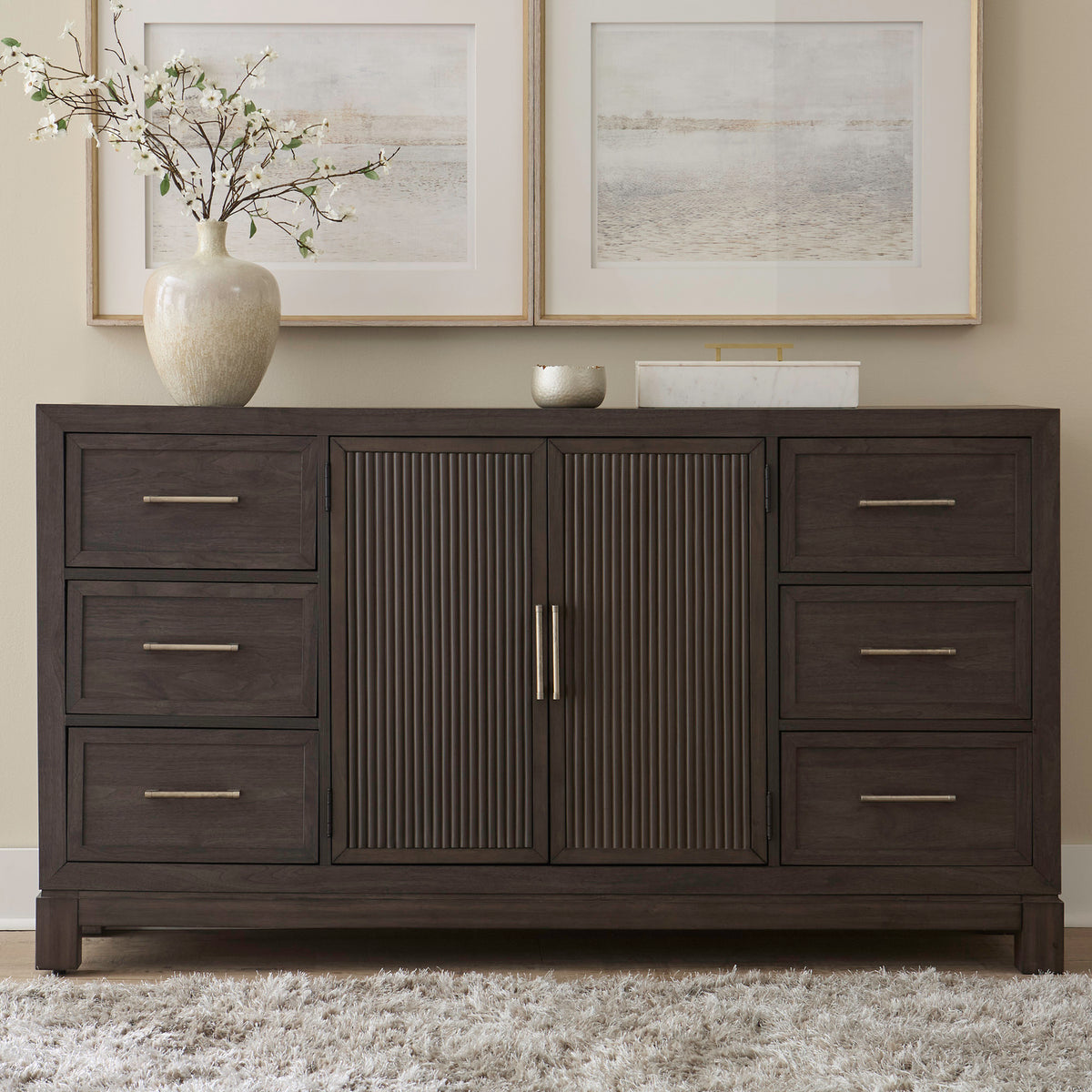 Modern Edge 2 Door 6 Drawer Dresser