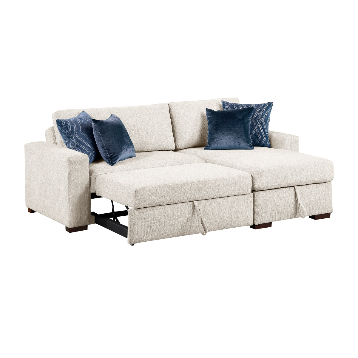 Isla 2-Piece Sectional with Reversible Chaise, Pull-out Bed and Hidden Storage, Click Motion Back