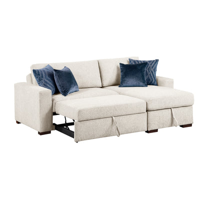 Isla 2-Piece Sectional with Reversible Chaise, Pull-out Bed and Hidden Storage, Click Motion Back