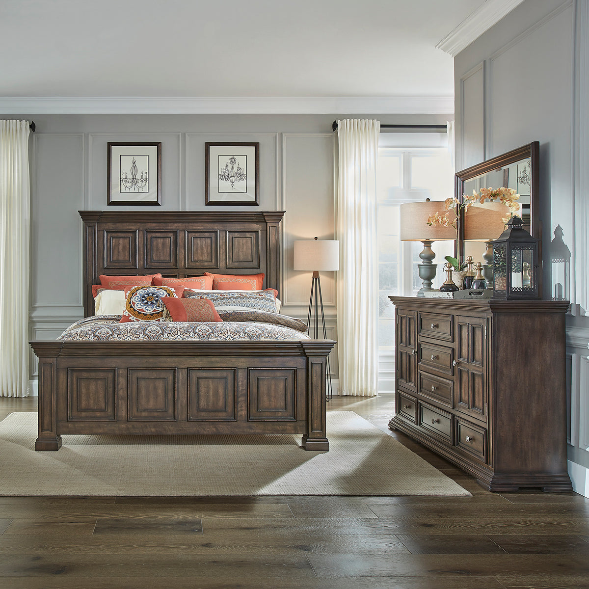 Big Valley Queen Panel Bed, Dresser & Mirror Bedroom Set (361-BR-QPBDM)