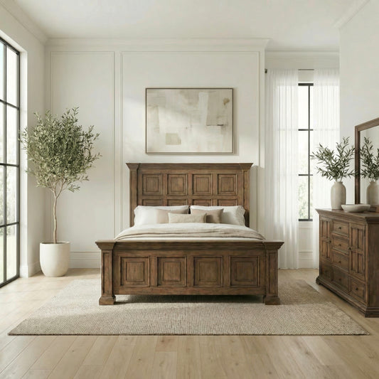 Big Valley Queen Panel Bed, Dresser & Mirror