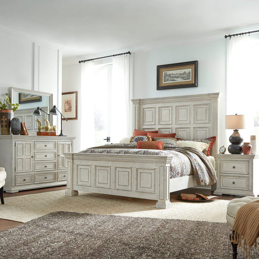 Big Valley Queen Panel Bed, Dresser & Mirror, Night Stand Bedroom Set (361W-BR-QPBDMN)