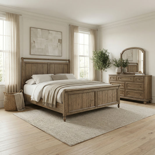 Homestead Haven Queen Sleigh Bed, Dresser & Mirror