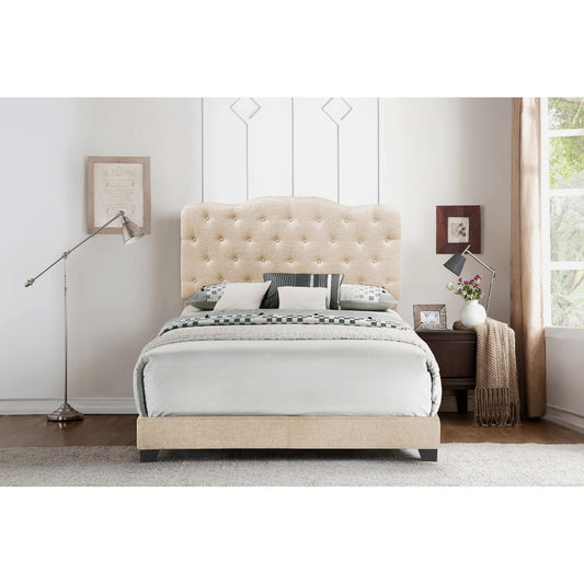 King Uphl Bed W/ Beige Color