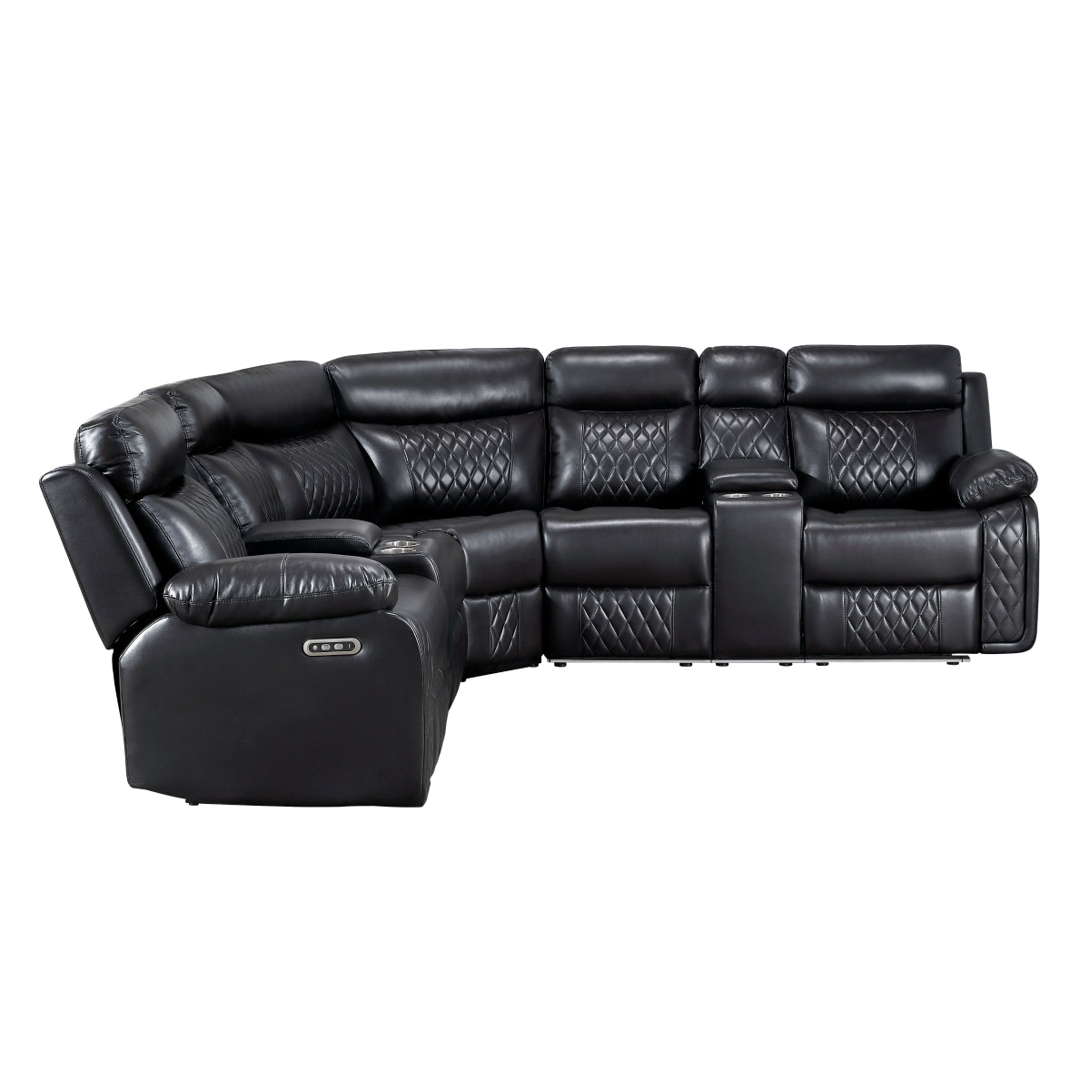 Cipher 3-Piece Power Reclining Sectional with Two Consoles, Speakers, Subwoofer, LED Lighting and Charging Port