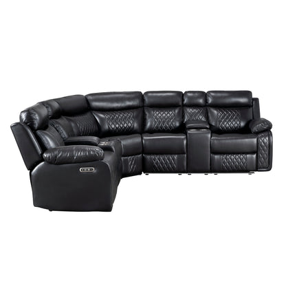 Cipher 3-Piece Power Reclining Sectional with Two Consoles, Speakers, Subwoofer, LED Lighting and Charging Port