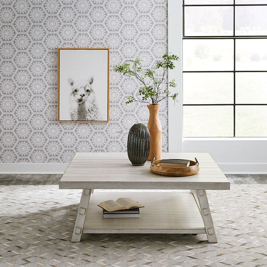 Modern Farmhouse Oversized Square Cocktail Table (406W-OT1014)