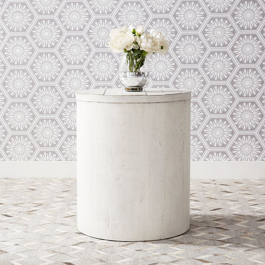 Modern Farmhouse Drum End Table (406W-OT1021)