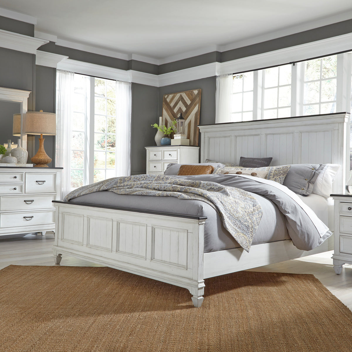 Allyson Park Queen Panel Bed, Dresser & Mirror, Chest Bedroom Set