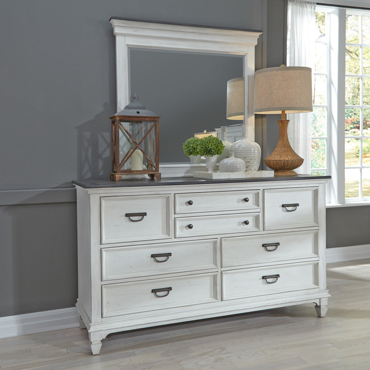 Allyson Park Queen Panel Bed, Dresser & Mirror, Night Stand Bedroom Set