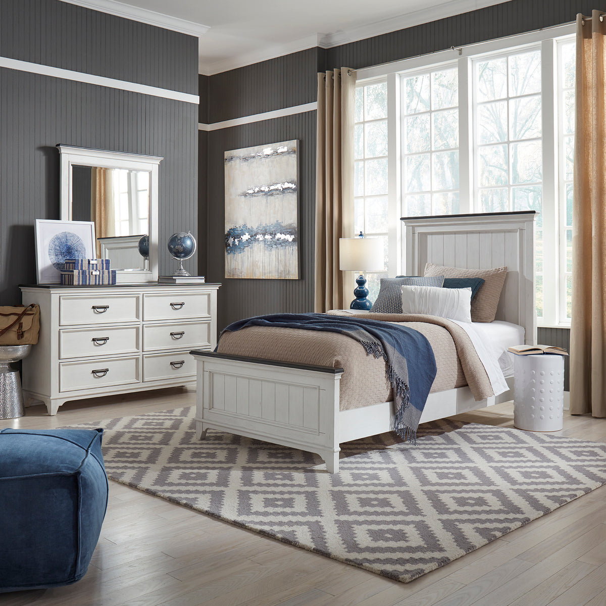 Allyson Park Youth Full Panel Bed, Dresser & Mirror Bedroom Set