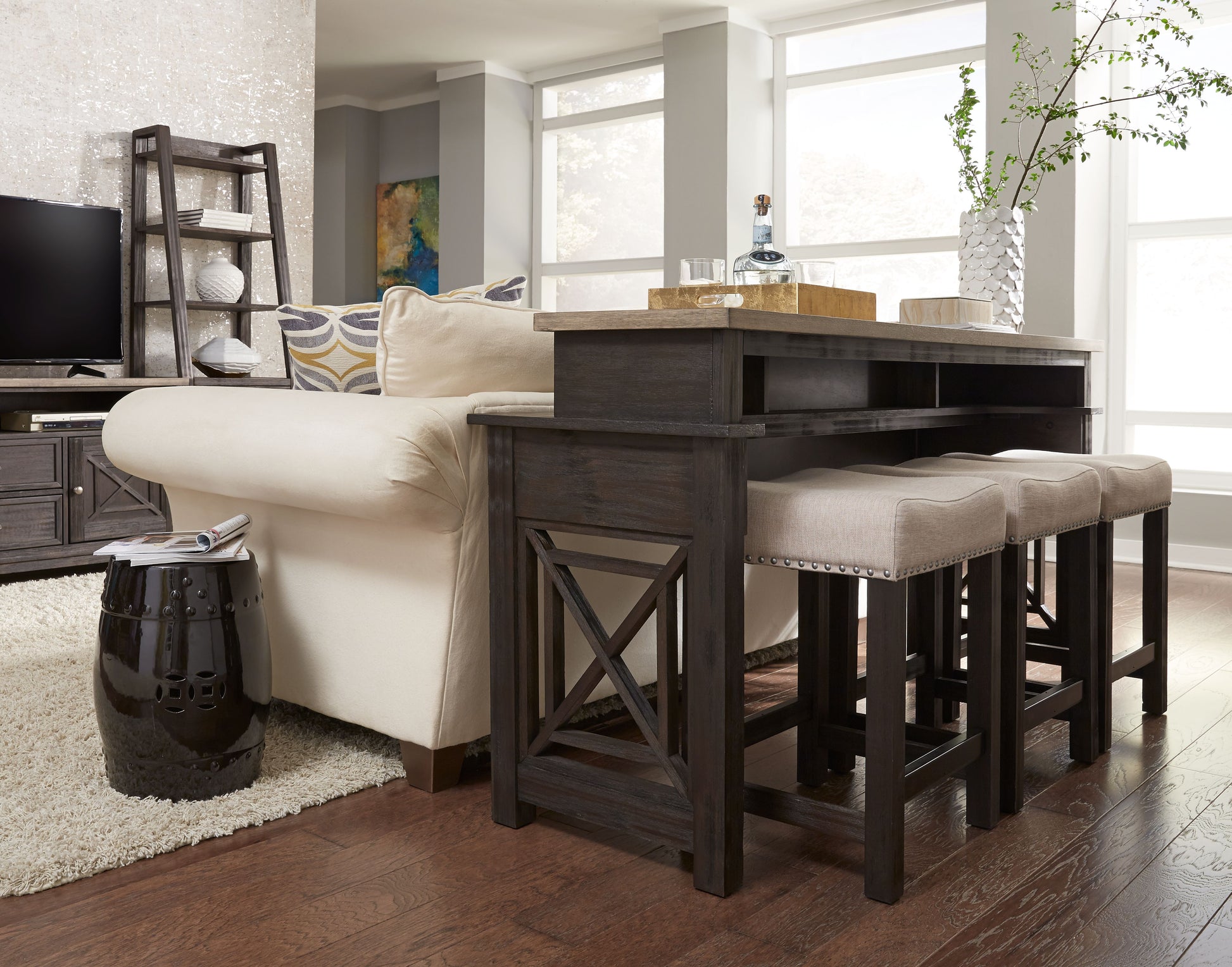 Heatherbrook 4 Piece Console Set (1-Console 3-Stools)