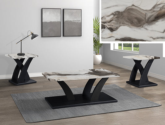 Zion 3Pk Faux Marble Cktl Set Brn (4227SET-BMBL)