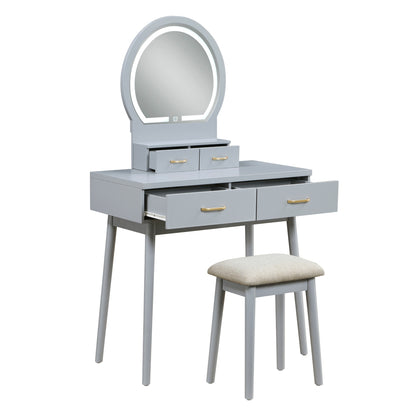 Camilla Dressing Table with Mirror - Beige (4565GY)