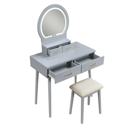 Camilla Dressing Table with Mirror - Beige (4565GY)