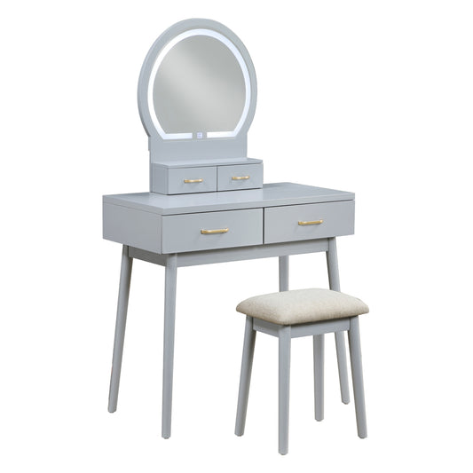 Camilla Dressing Table with Mirror - Beige (4565GY)